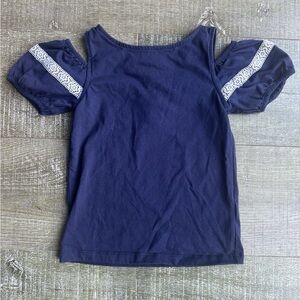 Janie And Jack Girls Navy Blue Shirt Size 6 - off the shoulder